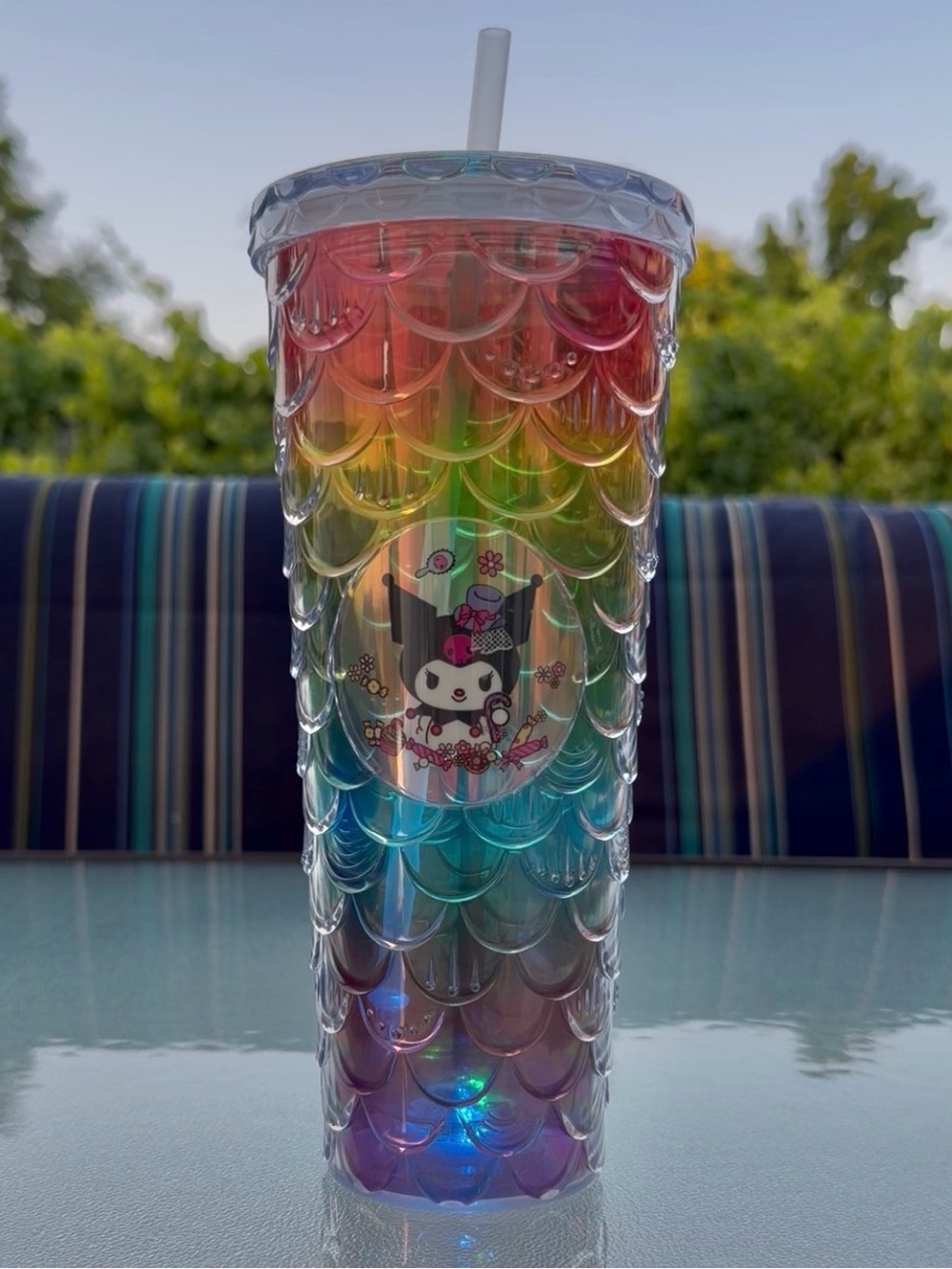 Light Up Iridescent Ombre Rainbow Textured Mermaid Scale Tumbler